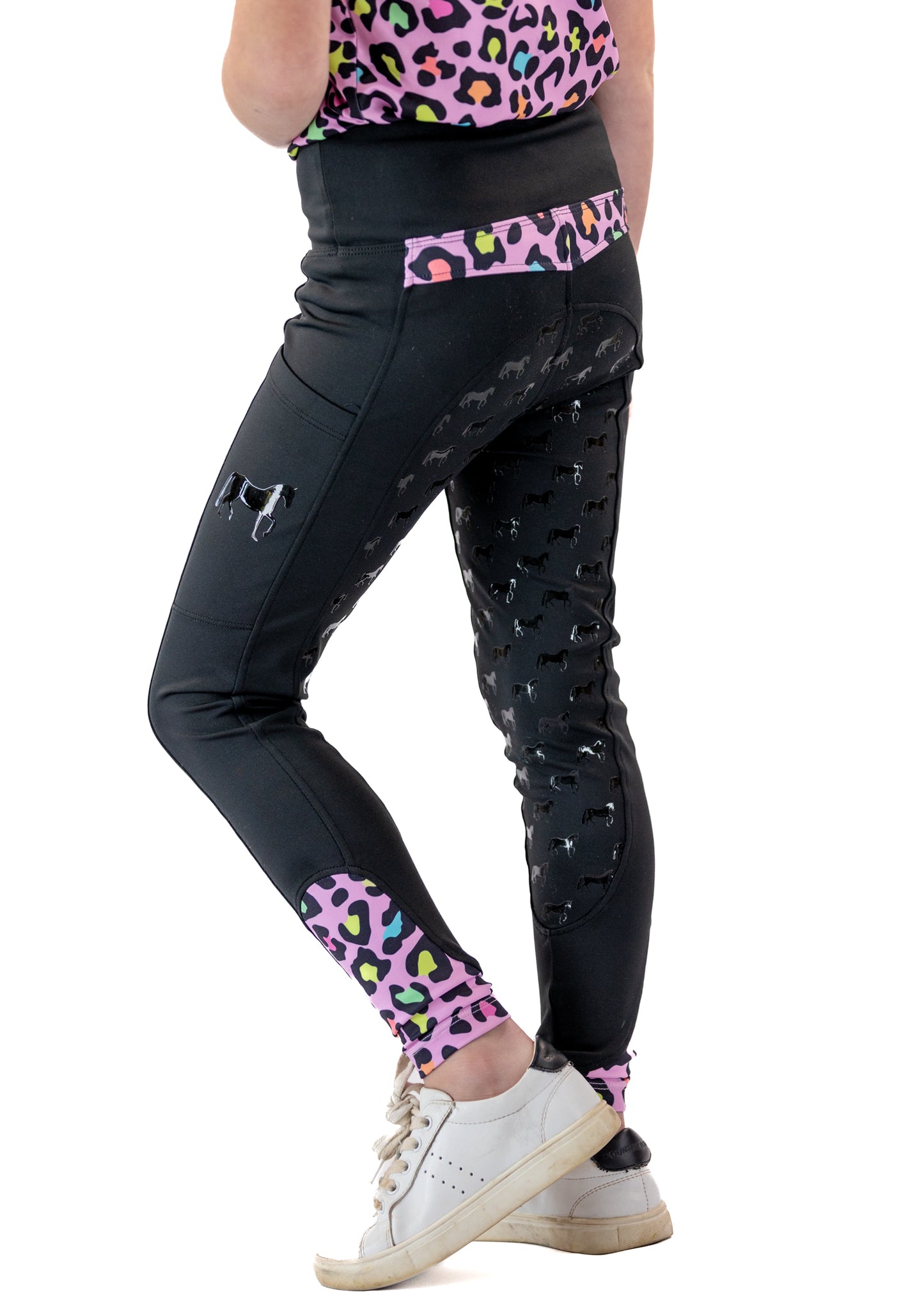 Pink Leopard Youth Riding Tights