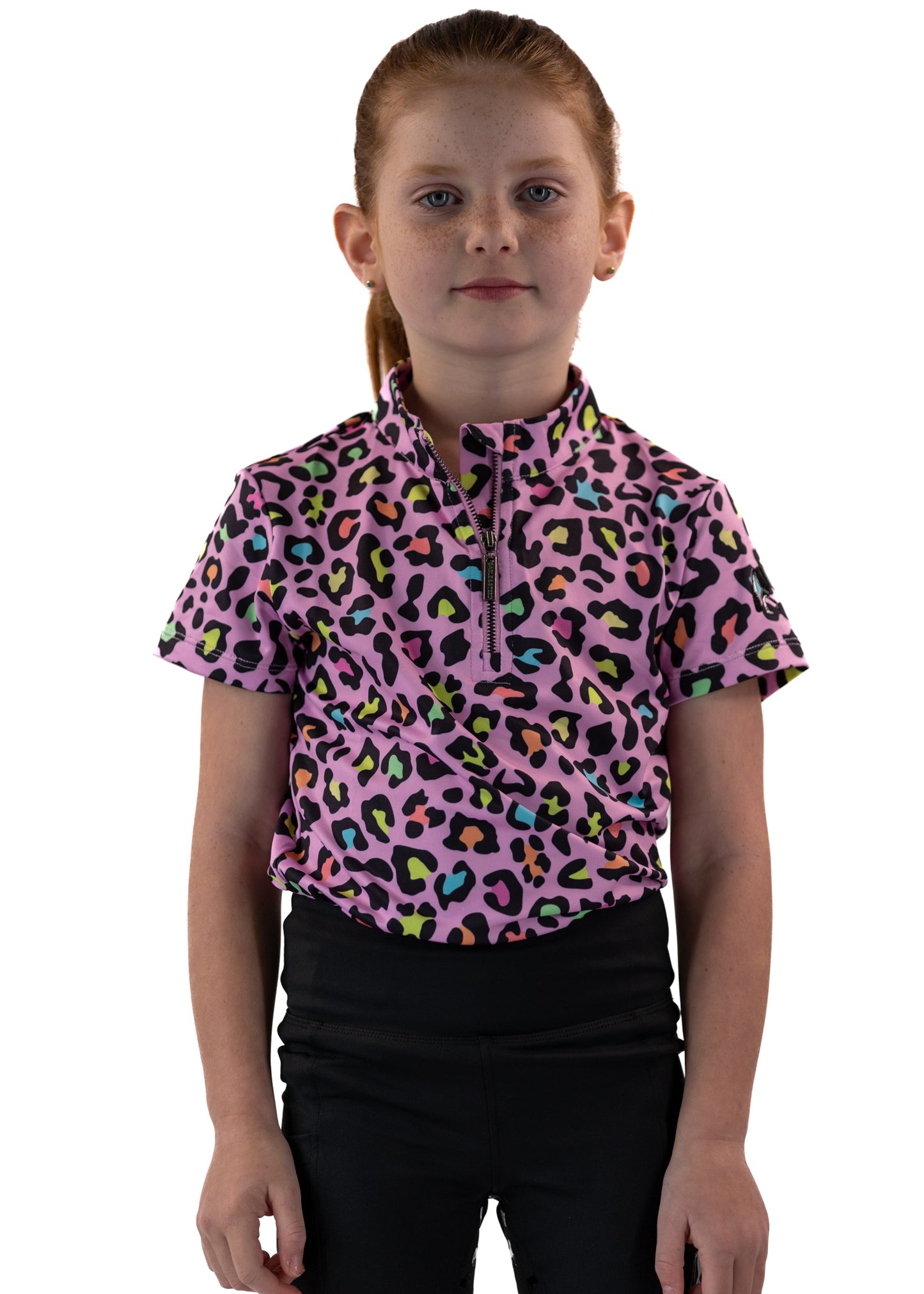 Short Sleeve Youth Pink Leopard Base Layer