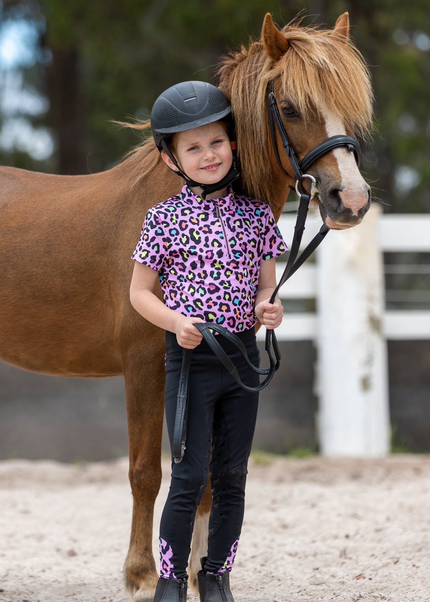 Pink Leopard Youth Riding Tights